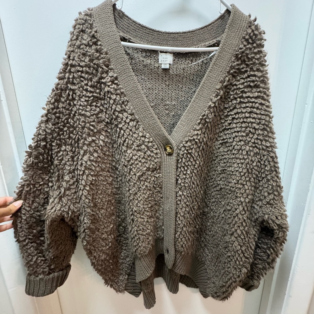 A New Day Brown Textured Cardigan Sweater